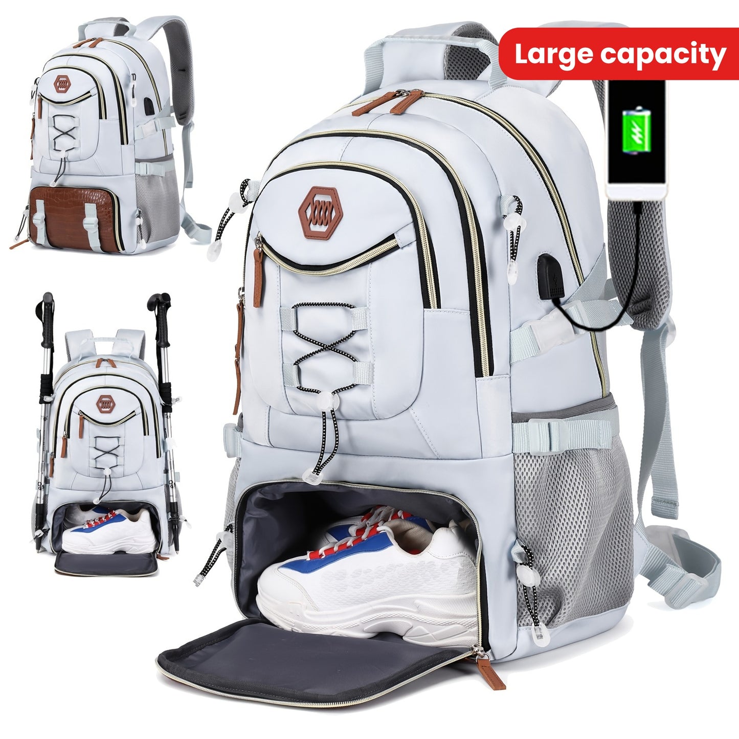 Travel Backpack - Large Capacity, Multi-Compartment, Water-Resistant, Laptop, with Shoe Storage